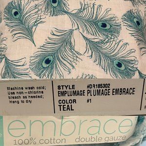 Blue Peacock Feather Cotton Double Gauze Fabric 18" x 52" Shannon Fabrics New